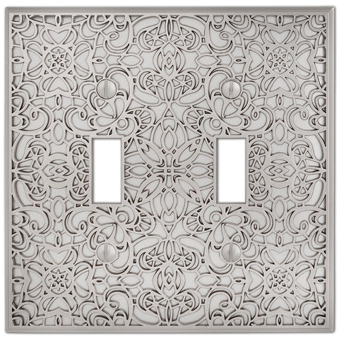 Momfort Satin Nickel Cast - 2 Toggle Wallplate - Wallplate Warehouse 73TTN 070686585269 2 Toggle