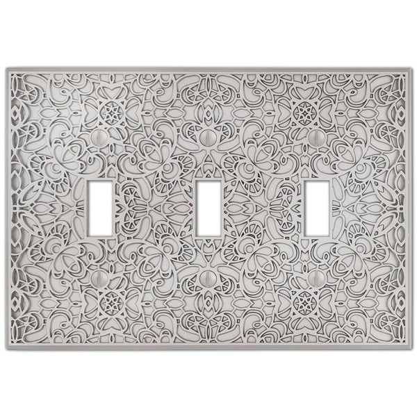 Momfort Satin Nickel Cast - 3 Toggle Wallplate - Wallplate Warehouse 73TTTN 070686585771 3 Toggle