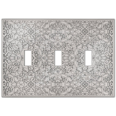 Momfort Satin Nickel Cast - 3 Toggle Wallplate - Wallplate Warehouse 73TTTN 070686585771 3 Toggle