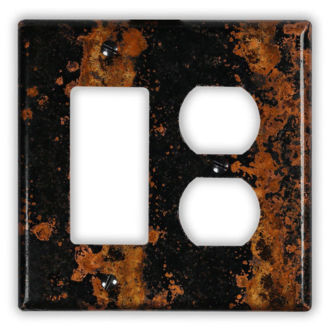 Mottled Copper - 1 Rocker / 1 Duplex Wallplate - Wallplate Warehouse MOTTCOP1R1D 819332023485 1 Rocker / 1 Duplex