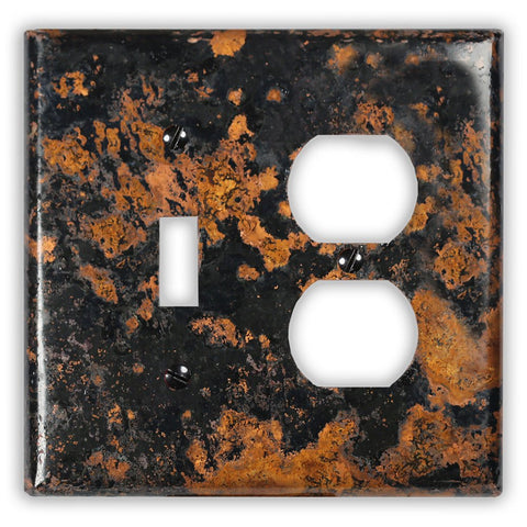 Mottled Copper - 1 Toggle / 1 Duplex Wallplate - Wallplate Warehouse MOTTCOP1T1D 819332023478 1 Toggle / 1 Duplex