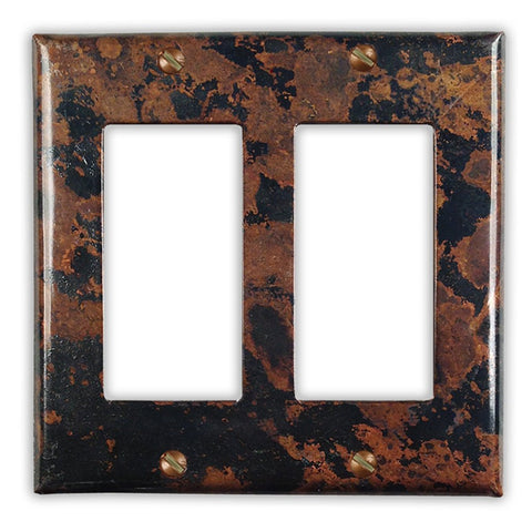 Mottled Copper - 2 Rocker Wallplate - Wallplate Warehouse MOTTCOP2R 819332023423 2 Rocker