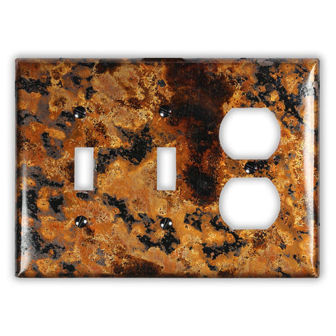Mottled Copper - 2 Toggle / 1 Duplex Wallplate - Wallplate Warehouse MOTTCOP2T1D 819332023508 2 Toggle / 1 Duplex