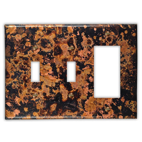 Mottled Copper - 2 Toggle / 1 Rocker Wallplate - Wallplate Warehouse MOTTCOP2T1R 819332023492 2 Toggle / 1 Rocker