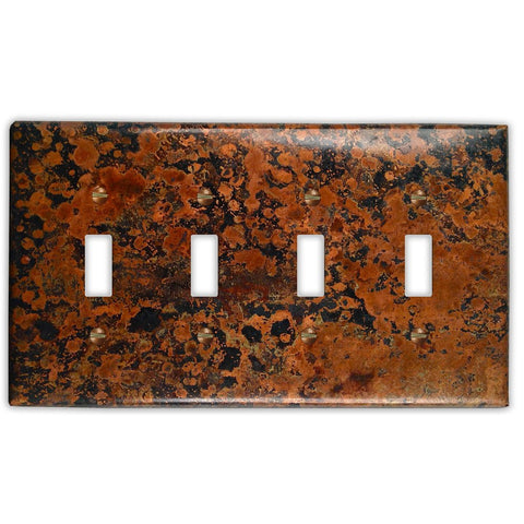 Mottled Copper - 4 Toggle Wallplate - Wallplate Warehouse MOTTCOP4T 819332023393 4 Toggle