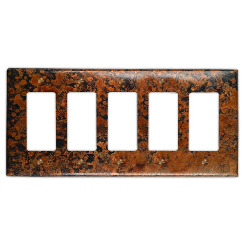 Mottled Copper - 5 Rocker Wallplate - Wallplate Warehouse MOTTCOP5R 819332023454 5 Rocker