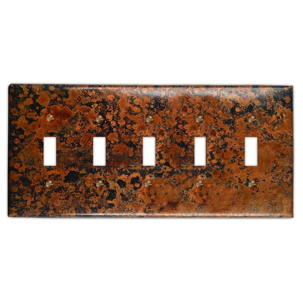 Mottled Copper - 5 Toggle Wallplate - Wallplate Warehouse MOTTCOP5T 819332023409 5 Toggle