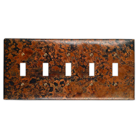 Mottled Copper - 5 Toggle Wallplate - Wallplate Warehouse MOTTCOP5T 819332023409 5 Toggle