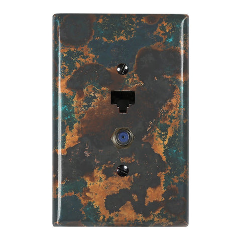 Mystic Topaz Copper - 1 Data Jack / 1 Cable Jack Wallplate - Wallplate Warehouse MYTOCOP1DJ1CJ 819332023836