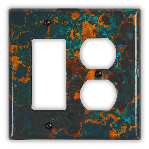 Mystic Topaz Copper - 1 Rocker / 1 Duplex Wallplate - Wallplate Warehouse MYTOCOP1R1D 819332023720 1 Rocker / 1 Duplex