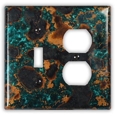 Mystic Topaz Copper - 1 Toggle / 1 Duplex Wallplate - Wallplate Warehouse MYTOCOP1T1D 819332023713 1 Toggle / 1 Duplex