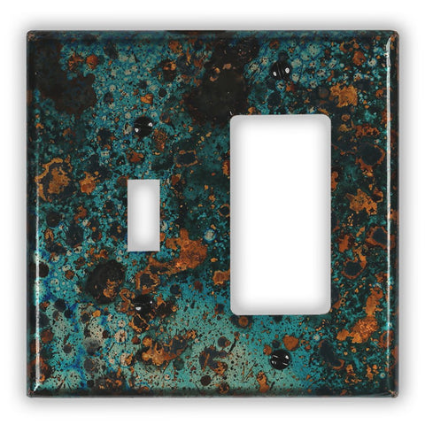 Mystic Topaz Copper - 1 Toggle / 1 Rocker Wallplate - Wallplate Warehouse MYTOCOP1T1R 819332023706 1 Toggle / 1 Rocker