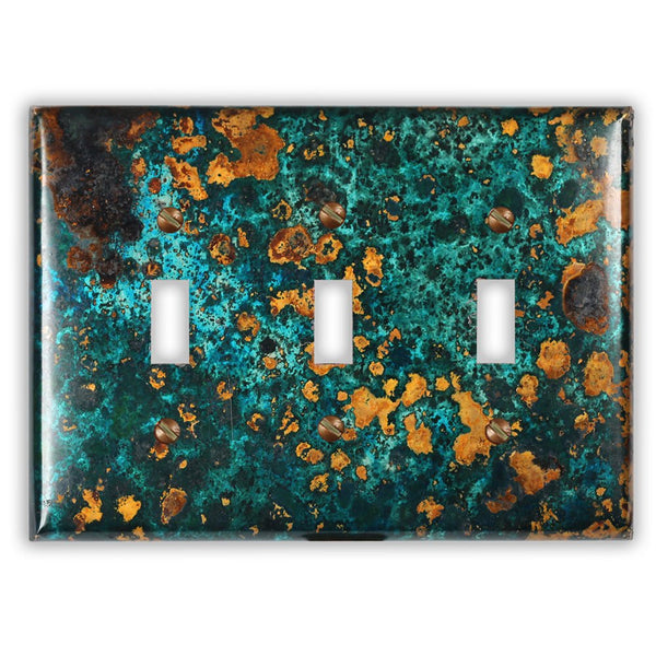 Mystic Topaz Copper - 3 Toggle Wallplate - Wallplate Warehouse MYTOCOP3T 819332023621 3 Toggle