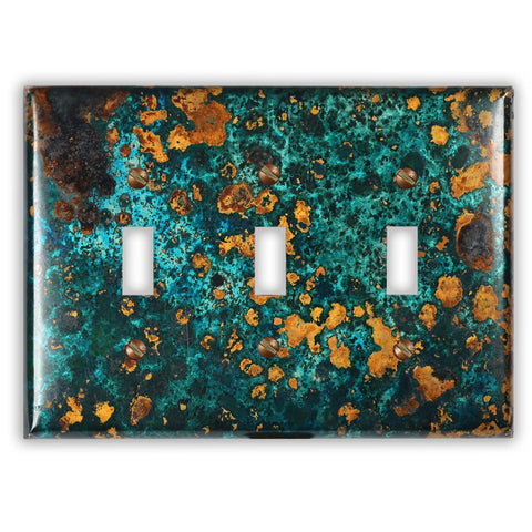 Mystic Topaz Copper - 3 Toggle Wallplate - Wallplate Warehouse MYTOCOP3T 819332023621 3 Toggle