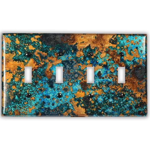 Mystic Topaz Copper - 4 Toggle Wallplate - Wallplate Warehouse MYTOCOP4T 819332023638 4 Toggle