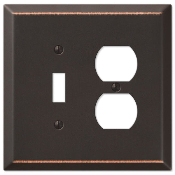 Oversized Aged Bronze Steel - 1 Toggle / 1 Duplex Wallplate - Wallplate Warehouse 463TDDB 070686572658 1 Toggle / 1 Duplex
