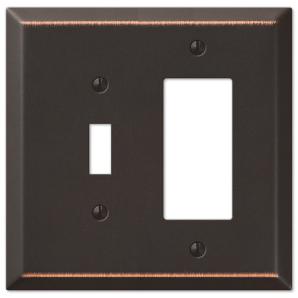 Oversized Aged Bronze Steel - 1 Toggle / 1 Rocker Wallplate - Wallplate Warehouse 463TRDB 070686572665 1 Toggle / 1 Rocker