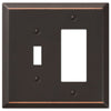 Oversized Aged Bronze Steel - 1 Toggle / 1 Rocker Wallplate - Wallplate Warehouse 463TRDB 070686572665 1 Toggle / 1 Rocker