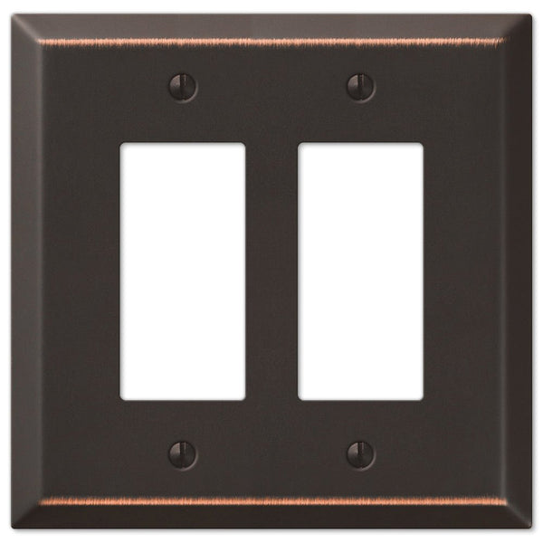 Oversized Aged Bronze Steel - 2 Rocker Wallplate - Wallplate Warehouse 463RRDB 070686572689 2 Rocker
