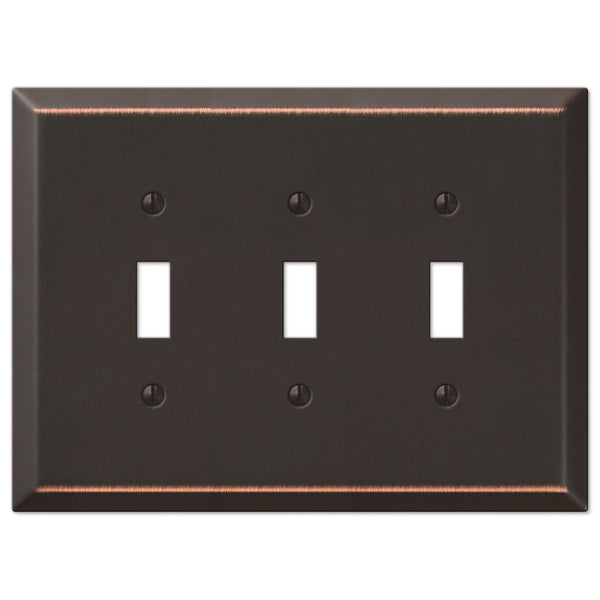 Oversized Aged Bronze Steel - 3 Toggle Wallplate - Wallplate Warehouse 463TTTDB 070686572696 3 Toggle