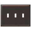 Oversized Aged Bronze Steel - 3 Toggle Wallplate - Wallplate Warehouse 463TTTDB 070686572696 3 Toggle