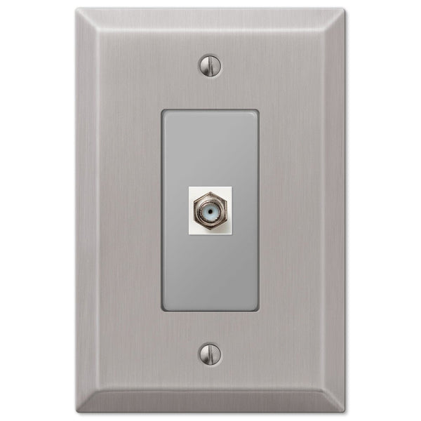 Oversized Brushed Nickel Steel - 1 Cable Jack Wallplate - Wallplate Warehouse 463CXBN 070686582299 Cable Jacks