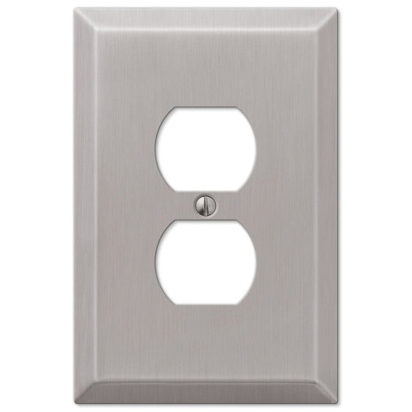 Oversized Brushed Nickel Steel - 1 Duplex Wallplate - Wallplate Warehouse 463DBN 070686572511 1 Duplex