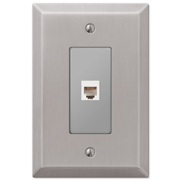 Oversized Brushed Nickel Steel - 1 Phone Jack Wallplate - Wallplate Warehouse 463PHBN 070686582305 Phone Jacks