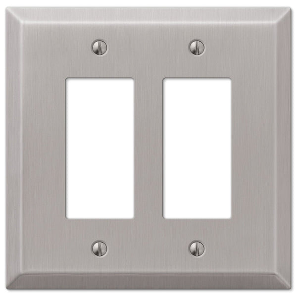 Oversized Brushed Nickel Steel - 2 Rocker Wallplate - Wallplate Warehouse 463RRBN 070686572573 2 Rocker