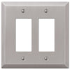 Oversized Brushed Nickel Steel - 2 Rocker Wallplate - Wallplate Warehouse 463RRBN 070686572573 2 Rocker
