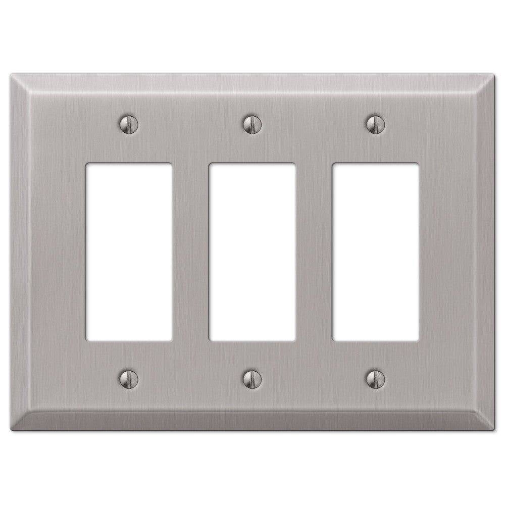 Oversized Brushed Nickel Steel - 3 Rocker Wallplate