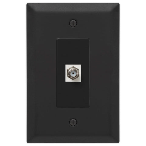Oversized Matte Black Steel - 1 Cable Jack Wallplate - Wallplate Warehouse 463CXMB 070686021347 Cable Jacks