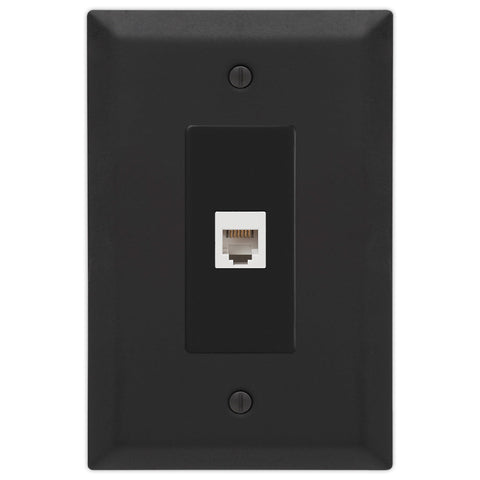 Oversized Matte Black Steel - 1 Phone Jack Wallplate - Wallplate Warehouse 463PHMB 070686021354 Phone Jacks