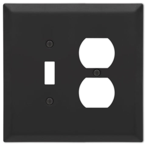 Oversized Matte Black Steel - 1 Toggle / 1 Duplex Wallplate - Wallplate Warehouse 463TDMB - B 070686021286 1 Toggle / 1 Duplex