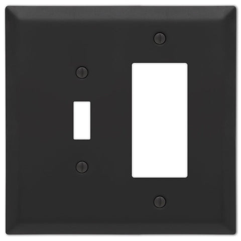 Oversized Matte Black Steel - 1 Toggle / 1 Rocker Wallplate - Wallplate Warehouse 463TRMB - B 070686021330 1 Toggle / 1 Rocker