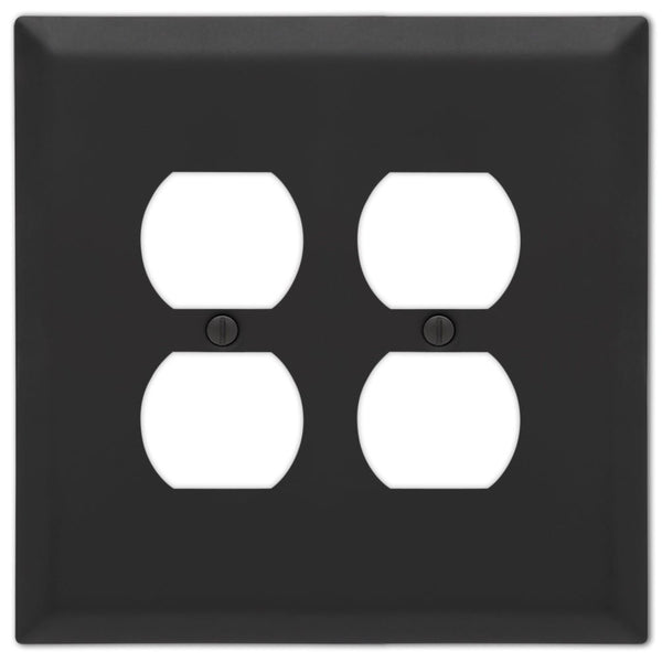 Oversized Matte Black Steel - 2 Duplex Wallplate - Wallplate Warehouse 463DDMB - B 070686021279 2 Duplex