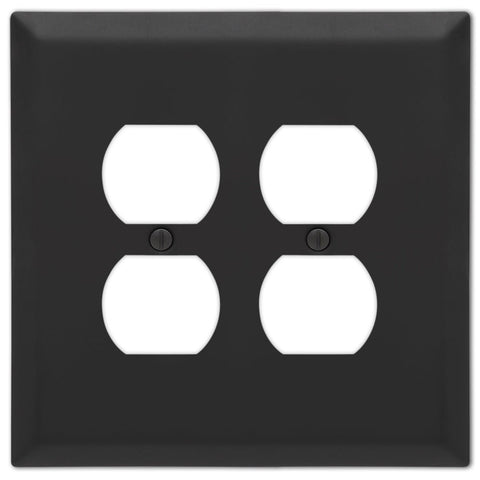 Oversized Matte Black Steel - 2 Duplex Wallplate - Wallplate Warehouse 463DDMB - B 070686021279 2 Duplex
