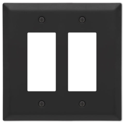 Oversized Matte Black Steel - 2 Rocker Wallplate - Wallplate Warehouse 463RRMB - B 070686021309 2 Rocker