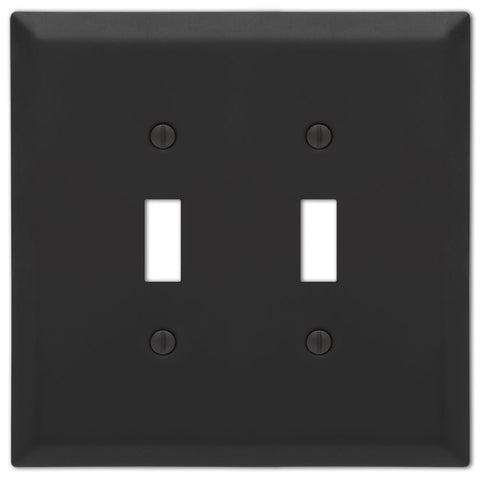 Oversized Matte Black Steel - 2 Toggle Wallplate - Wallplate Warehouse 463TTMB - B 070686021231 2 Toggle