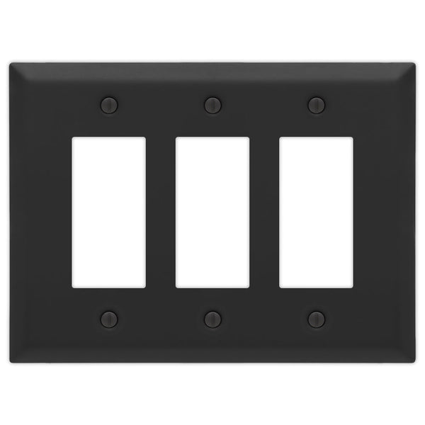 Oversized Matte Black Steel - 3 Rocker Wallplate - Wallplate Warehouse 463RRRMB - B 070686021316 3 Rocker