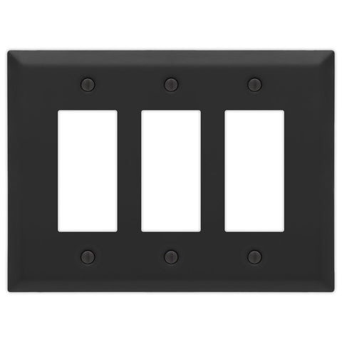 Oversized Matte Black Steel - 3 Rocker Wallplate - Wallplate Warehouse 463RRRMB - B 070686021316 3 Rocker