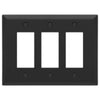 Oversized Matte Black Steel - 3 Rocker Wallplate - Wallplate Warehouse 463RRRMB - B 070686021316 3 Rocker