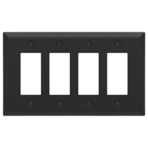 Oversized Matte Black Steel - 4 Rocker Wallplate - Wallplate Warehouse 463R4MB - B 070686021323 4 Rocker