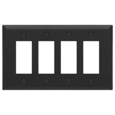 Oversized Matte Black Steel - 4 Rocker Wallplate - Wallplate Warehouse 463R4MB - B 070686021323 4 Rocker