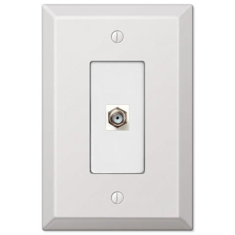 Oversized White Steel - 1 Cable Jack Wallplate - Wallplate Warehouse 463CXW 070686582336 Cable Jacks