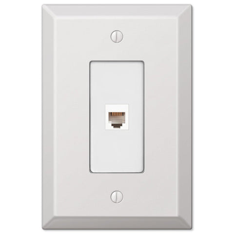 Oversized White Steel - 1 Phone Jack Wallplate - Wallplate Warehouse 463PHW 070686582343 Phone Jacks