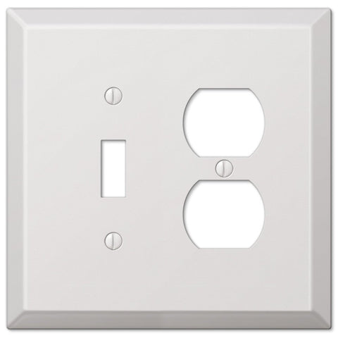 Oversized White Steel - 1 Toggle / 1 Duplex Wallplate - Wallplate Warehouse 463TDW 070686572436 1 Toggle / 1 Duplex