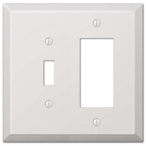 Oversized White Steel - 1 Toggle / 1 Rocker Wallplate - Wallplate Warehouse 463TRW 070686572443 1 Toggle / 1 Rocker