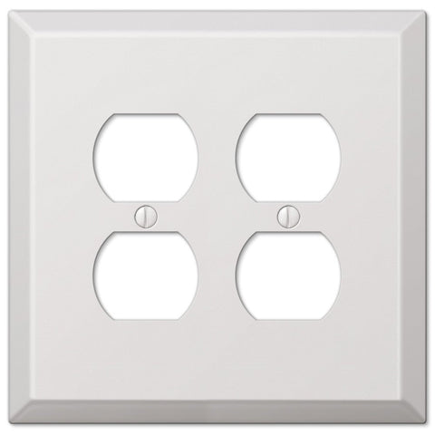 Oversized White Steel - 2 Duplex Wallplate - Wallplate Warehouse 463DDW 070686572450 2 Duplex