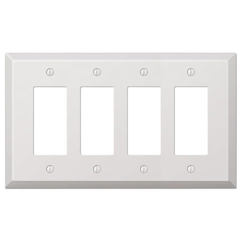 Oversized White Steel - 4 Rocker Wallplate - Wallplate Warehouse 463R4W - B 070686021385 4 Rocker